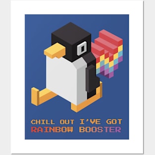 Rainbow Racer Penguin Posters and Art